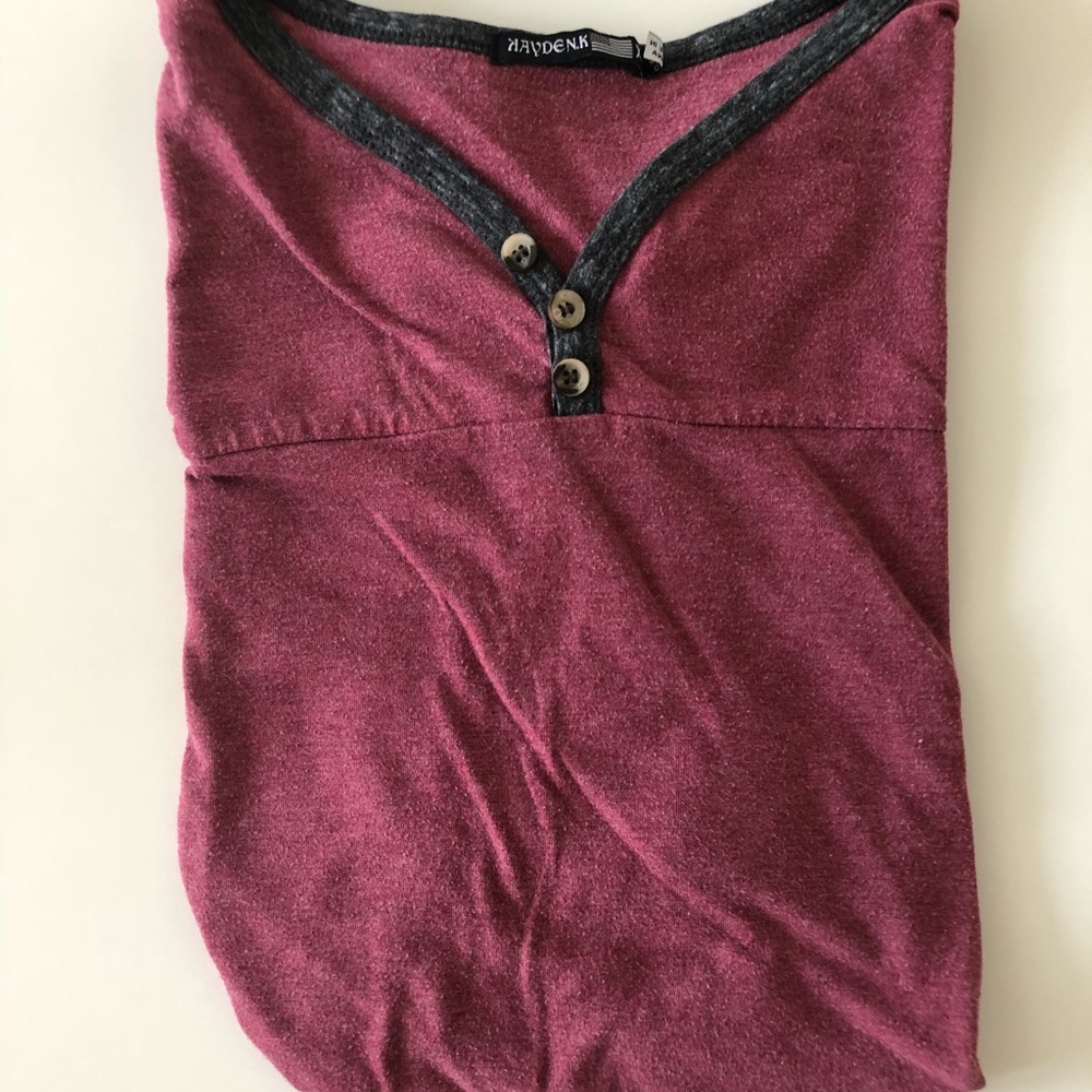 Men’s red and grey button tee shirt